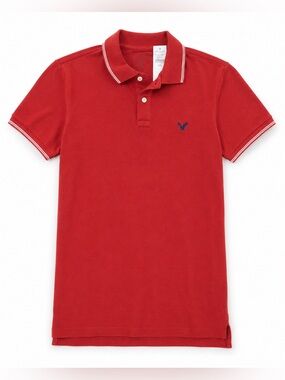 American Eagle Outfitters Red Polo with White Contrast Trim